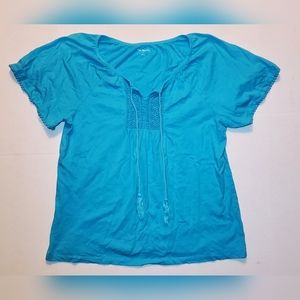 Kim Rodgers Long Sleeve Top Womens Large  Blue